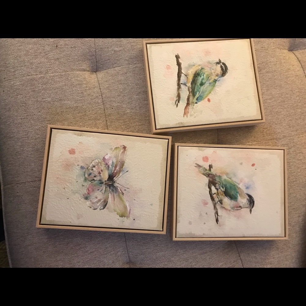 Kirkland set of three prints.  Bird and butterfly.